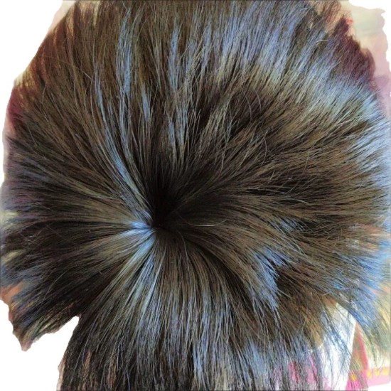 Men's Short Natural Invisible Hair Pieces, Thin Light Weft Topper, Curled Textured Topper for Short Hair