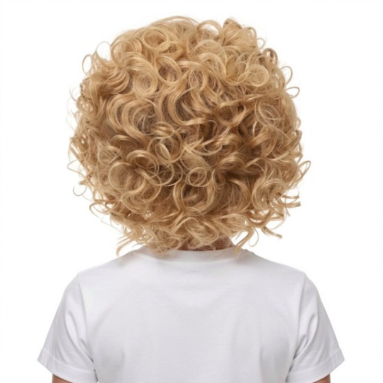 Fashionable Gold Short Curly Hair | Synthetic Curly Hair Cap