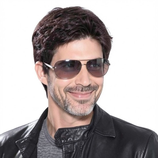 Men's Wigs | Stylish Voluminous Short Hair | Grey Synthetic Cap