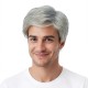 Men's Wigs | Stylish Voluminous Short Hair | Grey Synthetic Cap