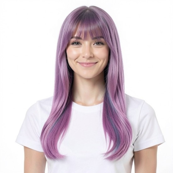 Pink Long Curly Hair with Airy Bangs - Anime Cosplay Wig (Full Wig)