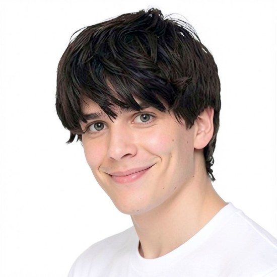 Men's Short Hair Wig | Black Side-Parted Short Hair | For Sports and Performance