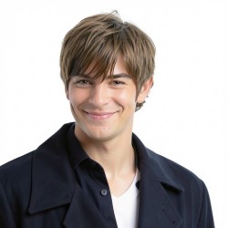 Men's Short Hair Wig | Black Side-Parted Short Hair | For Sports and Performance