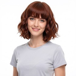 Large Wave Synthetic Wig with Bangs - Fashionable Women's Styling Cap