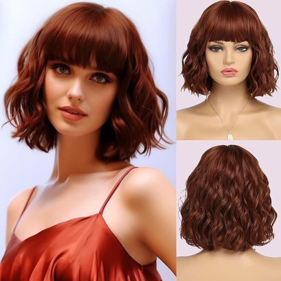 New Hot Sales Synthetic Full Wig with Bangs and Loose Wavy Short Curled Hair for Fashionable Women