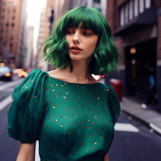 New Hot Sales Synthetic Full Wig with Bangs and Loose Wavy Short Curled Hair for Fashionable Women