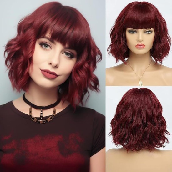 New Hot Sales Synthetic Full Wig with Bangs and Loose Wavy Short Curled Hair for Fashionable Women