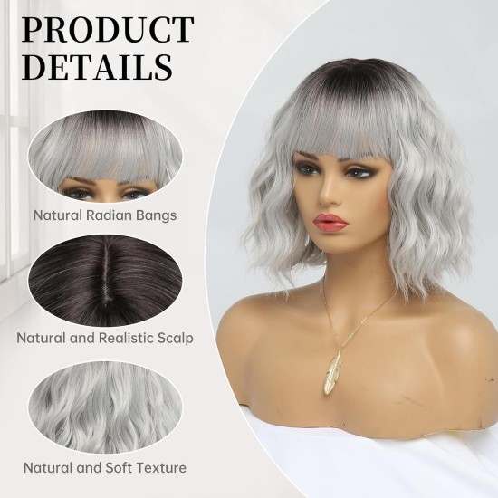 New Hot Sales Synthetic Full Wig with Bangs and Loose Wavy Short Curled Hair for Fashionable Women