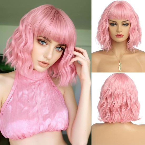 New Hot Sales Synthetic Full Wig with Bangs and Loose Wavy Short Curled Hair for Fashionable Women