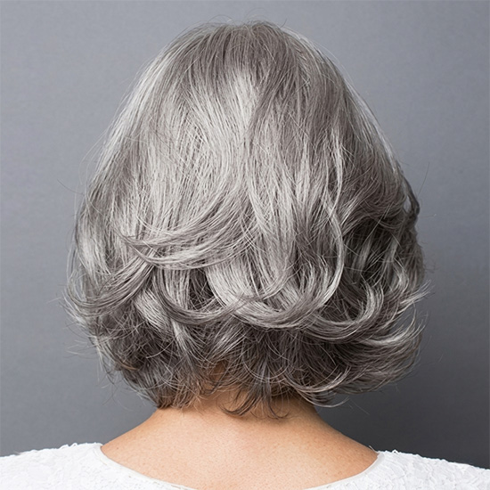 Silver Short Wavy Bob Wig for Women - Voluminous Natural Look for Elderly Moms