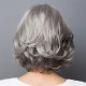 Silver Short Wavy Bob Wig for Women - Voluminous Natural Look for Elderly Moms