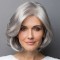 Silver Short Wavy Bob Wig for Women - Voluminous Natural Look for Elderly Moms