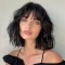 Women's Shoulder-Length Bob Wig with Bangs, Water-Wave Short Curly Lace Front Human Hair Piece, Cross-border Padded Volume Style