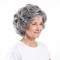 Silver-White Mixed Color Synthetic Wig for Mature Women | Voluminous Romantic Curly Wig Cap