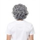Silver-White Mixed Color Synthetic Wig for Mature Women | Voluminous Romantic Curly Wig Cap