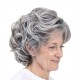 Silver-White Mixed Color Synthetic Wig for Mature Women | Voluminous Romantic Curly Wig Cap