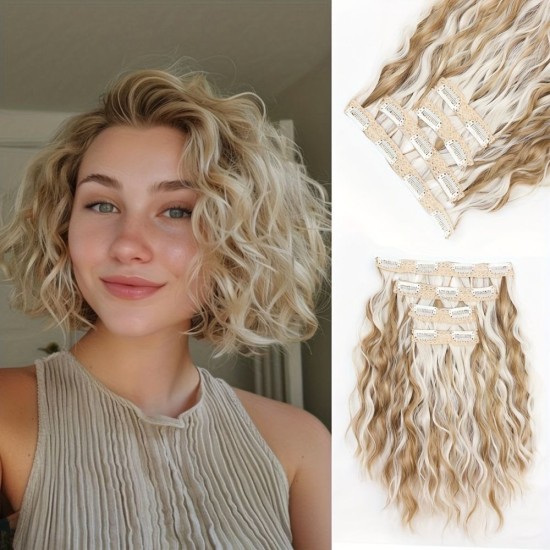 12-inch Synthetic Wefted Wig Piece with Wavy Curl - Lightweight, Breathable, and High-Temperature Resistant