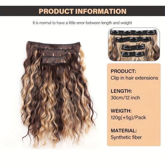 12-inch Synthetic Wefted Wig Piece with Wavy Curl - Lightweight, Breathable, and High-Temperature Resistant