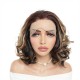 13x4 Lace Front Wig - Body Wave Brown & Blonde Mix Synthetic Curly Wig