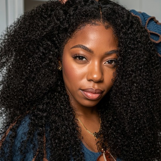 Women's Small Curl Wig | Long Wavy Synthetic Hair | Semi-Handmade Wig Cap