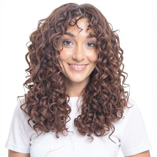 Women's Natural Wavy Perm Short Curly Wig Cap