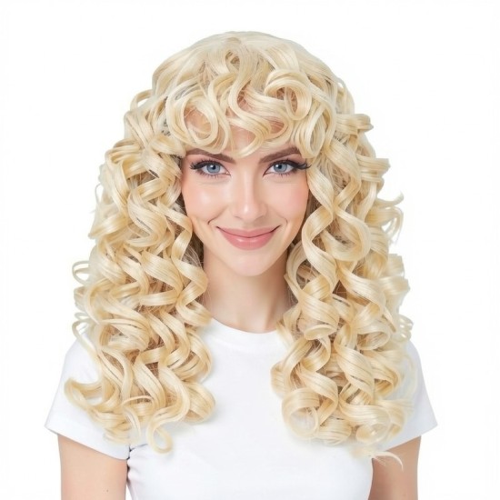 Women's Natural Wavy Perm Short Curly Wig Cap