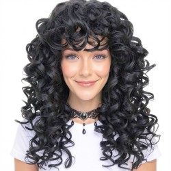 Women's Natural Wavy Perm Short Curly Wig Cap