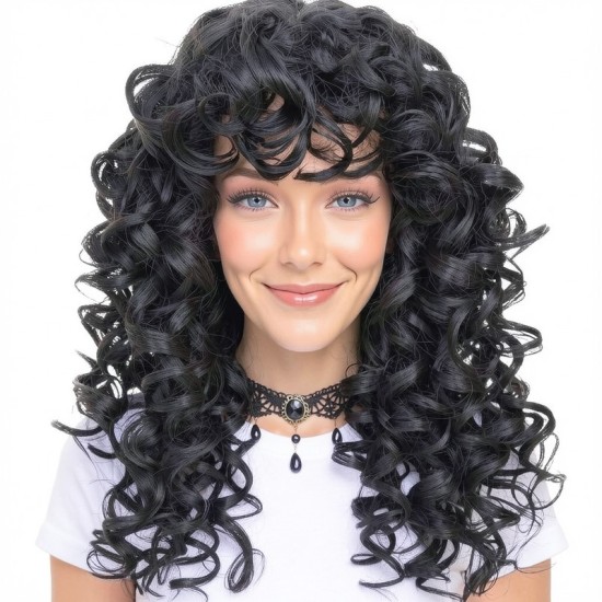 Women's Natural Wavy Perm Short Curly Wig Cap