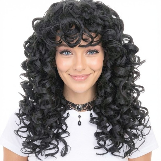 Women's Natural Wavy Perm Short Curly Wig Cap