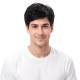 Men's Invisible Hair System - Short Straight Synthetic Fiber for Baldness Correction and Top Coverage