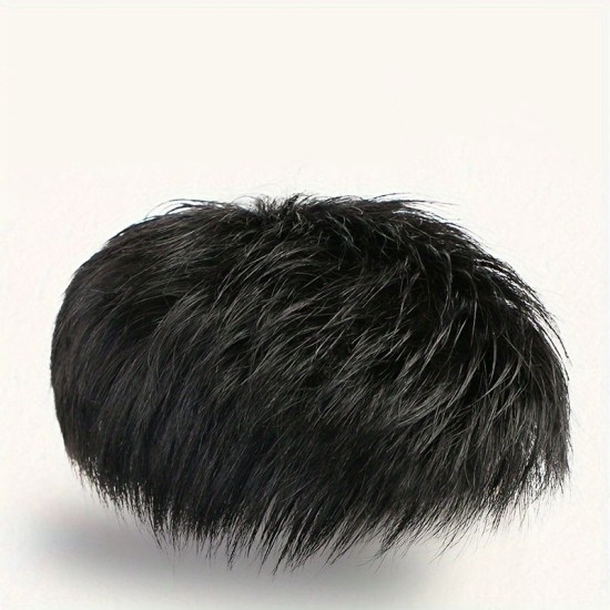 Men's Invisible Short Straight Synthetic Topper Wig