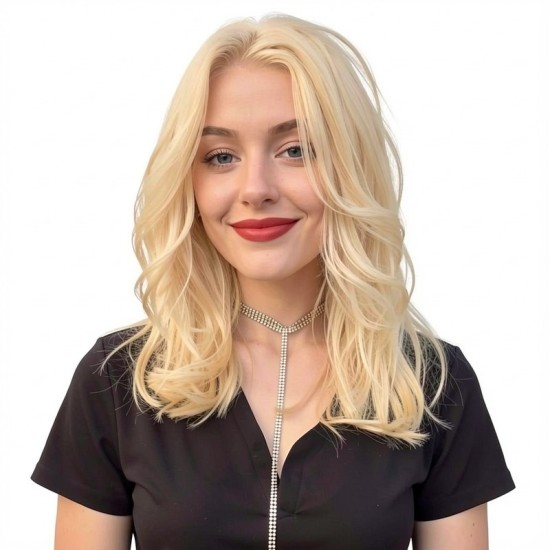 Platinum Top Full-Hand-Knitted Human Hair Sliding Bangs Replacement Piece – Lightweight Breathable Add Volume