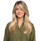 Natural Realistic Center Part Mid-Length Honey Blonde Wig with Soft Curls and Outward Flip Ends