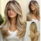 Hot Selling Fashion Middle Part Side-Swept Micro-Curl Outward Flip Top-Dyed Light Blonde Wig
