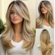 Hot Selling Fashion Middle Part Side-Swept Micro-Curl Outward Flip Top-Dyed Light Blonde Wig