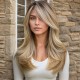 Hot Selling Fashion Middle Part Side-Swept Micro-Curl Outward Flip Top-Dyed Light Blonde Wig