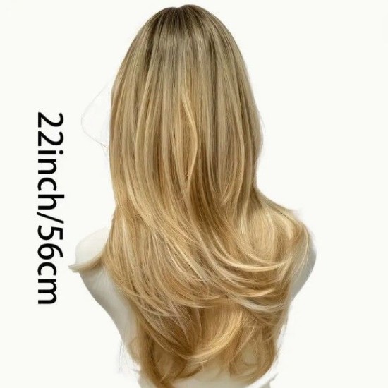 Hot Selling Fashion Middle Part Side-Swept Micro-Curl Outward Flip Top-Dyed Light Blonde Wig