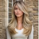 Hot Selling Fashion Middle Part Side-Swept Micro-Curl Outward Flip Top-Dyed Light Blonde Wig
