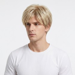 Stylish Men's Short Fluffy Hairpiece | Mechanism Synthetic Fiber Wig for Daily Wear - Universal Fit