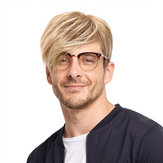 Stylish Men's Short Fluffy Hairpiece | Mechanism Synthetic Fiber Wig for Daily Wear - Universal Fit