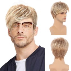 Men's Fashion Synthetic Short Full-Body Wig - Voluminous Mechanically Textured Hairpiece