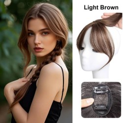 Barely Visible Frontal Hairpiece for Women - Natural French Air-Top Hairline Solution to Cover Gray Hair with Realistic Human Hair Filaments