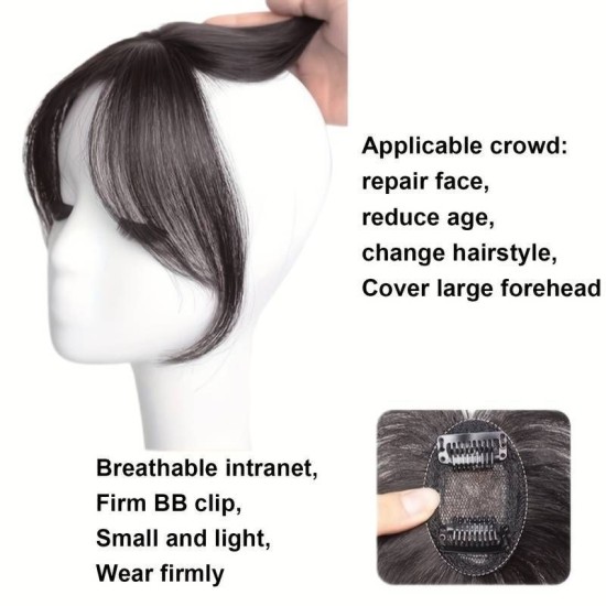 Barely Visible Frontal Hairpiece for Women - Natural French Air-Top Hairline Solution to Cover Gray Hair with Realistic Human Hair Filaments