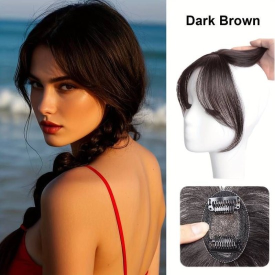 Barely Visible Frontal Hairpiece for Women - Natural French Air-Top Hairline Solution to Cover Gray Hair with Realistic Human Hair Filaments
