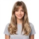 Long Hair Full Headpiece | Curtain Bangs Wavy Dynamic Style | Realistic Natural Lazy Look Wig