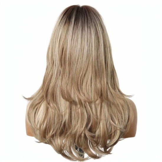 Long Hair Full Headpiece | Curtain Bangs Wavy Dynamic Style | Realistic Natural Lazy Look Wig
