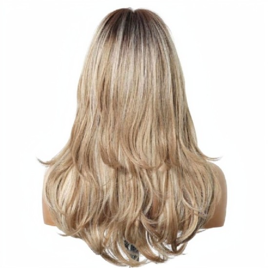 Full Wig for Women with Natural Babylash Bangs, Long Wavy Curls, Lazy Chic, Complete Headpiece