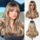 Full Wig for Women with Natural Babylash Bangs, Long Wavy Curls, Lazy Chic, Complete Headpiece