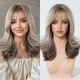 Full Wig for Women with Natural Babylash Bangs, Long Wavy Curls, Lazy Chic, Complete Headpiece