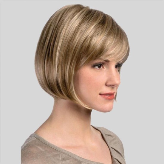 Wholesale Bobo Short Straight Wigs with Slanted Bangs for Fashionable Women